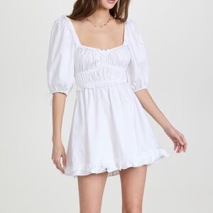For Love And Lemons White Mini Dress with Puff Sleeves